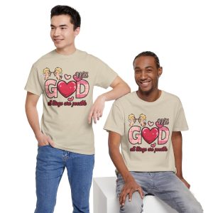 Jesus Valentines Day T-shirt, With god all things are, Plus Size Tee For Women