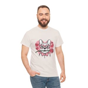 Pet Valentines Day T-shirt, French bulldog in bowtie, Plus Size