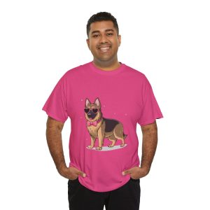 Pet Valentines Day T-shirt, German shepherd with glasses, Plus Size