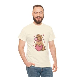 Pet Valentines Day T-shirt, Golden retriever with balloon, Plus Size