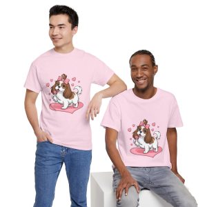 Pet Valentines Day T-shirt, King charles spaniel with hearts, Plus Size