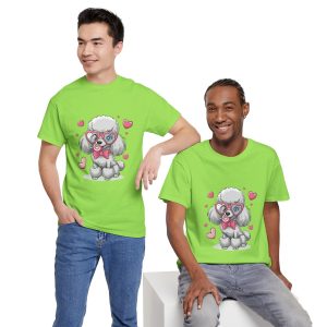 Pet Valentines Day T-shirt, Poodle with heart glasses, Plus Size