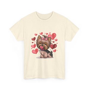 Pet Valentines Day T-shirt, Yorkie with hearts, Plus Size