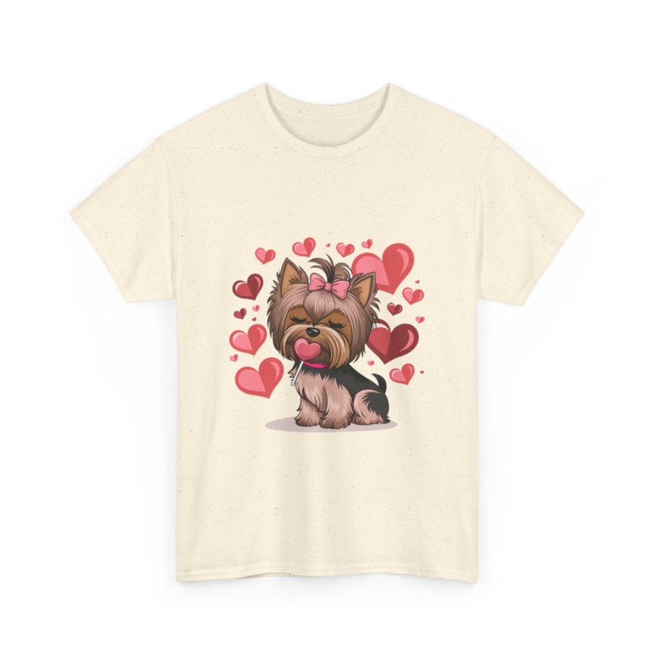 Pet Valentines Day T-shirt, Yorkie with hearts, Plus Size Pet Valentines Day T-shirt, Yorkie with hearts, Plus Size