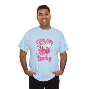 Retro Valentines Day T-shirt, FEELING Lucky, Plus Size