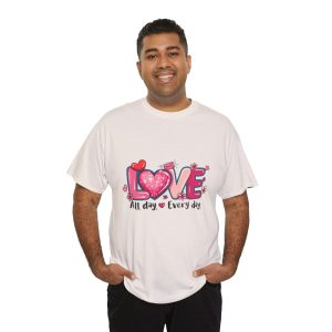 Retro Valentines Day T-shirt, Love All Day Every Day, Plus Size
