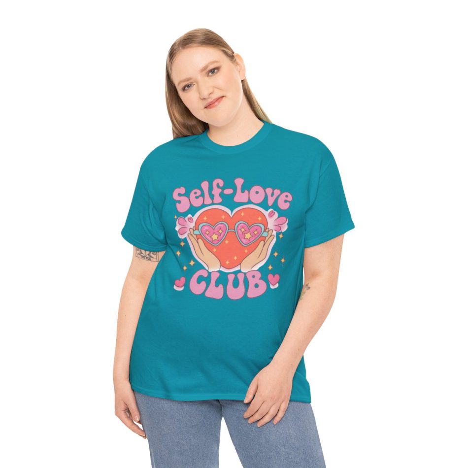 Retro Valentines Day T-shirt, Self-Love CLUB, Plus Size