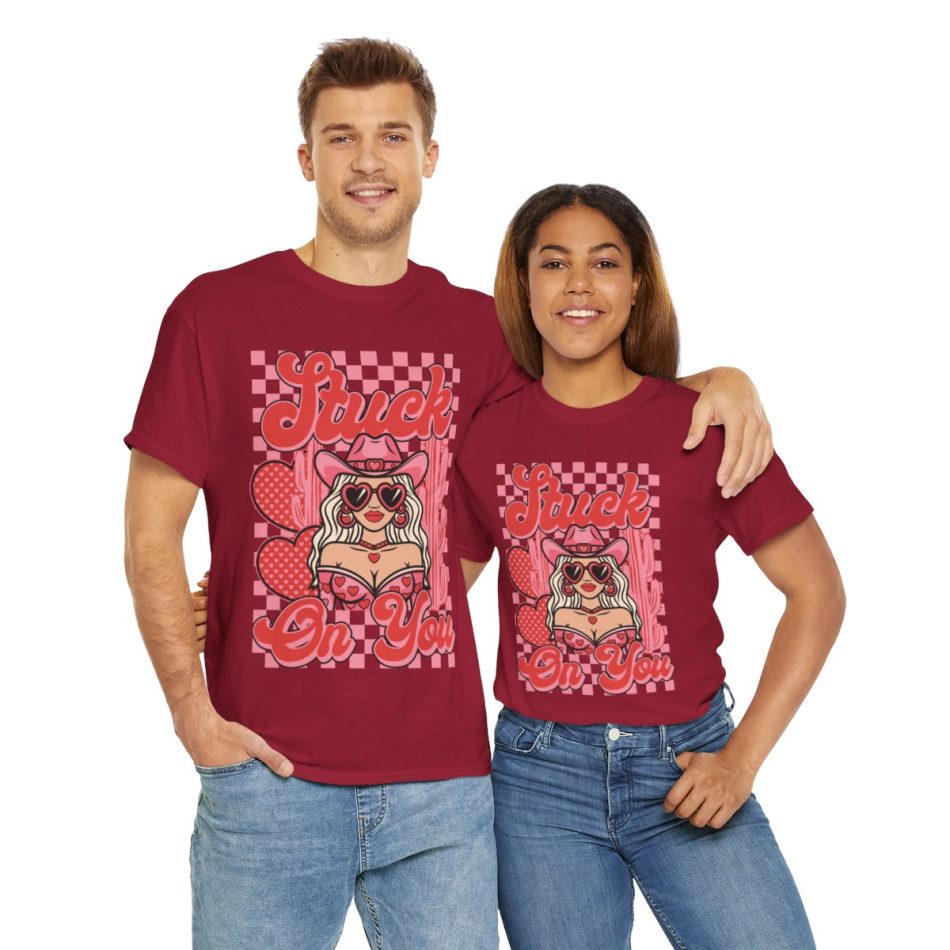 Retro Valentines Day T-shirt, Stuck on you western valentine Retro Valentines Day T-shirt, Stuck on you western valentine