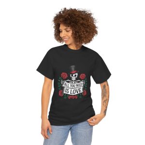 Skeleton Graphic Valentines Day T-shirt, All you need is love, Plus Size