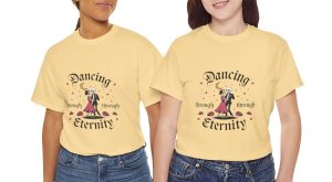 Skeleton Graphic Valentines Day T-shirt, Dancing through eternity valentine, Plus Size