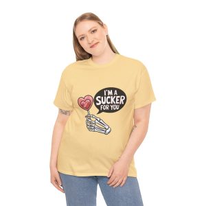 Skeleton Graphic Valentines Day T-shirt, I am a Sucker for You Heart Candy, Plus Size