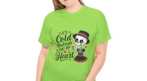 Skeleton Graphic Valentines Day T-shirt, Its Cold Outside Like My Heart, Plus Size