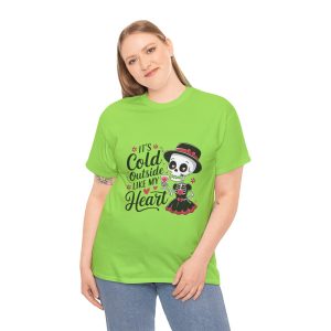 Skeleton Graphic Valentines Day T-shirt, Its Cold Outside Like My Heart, Plus Size