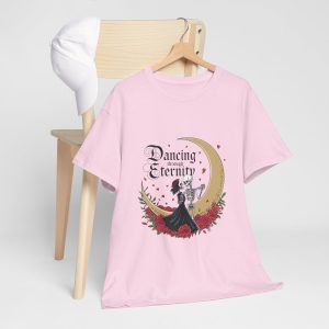 Skeleton Graphic Valentines Day T-shirt, Moon Dancing Couple Through Eternity Valentine, Plus Size