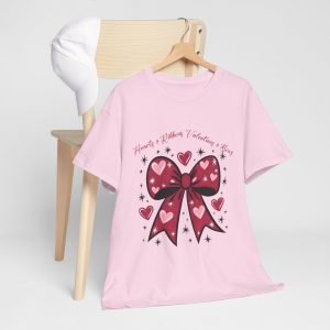 Valentine Bow T-shirt, Coquette heart ribbons bow