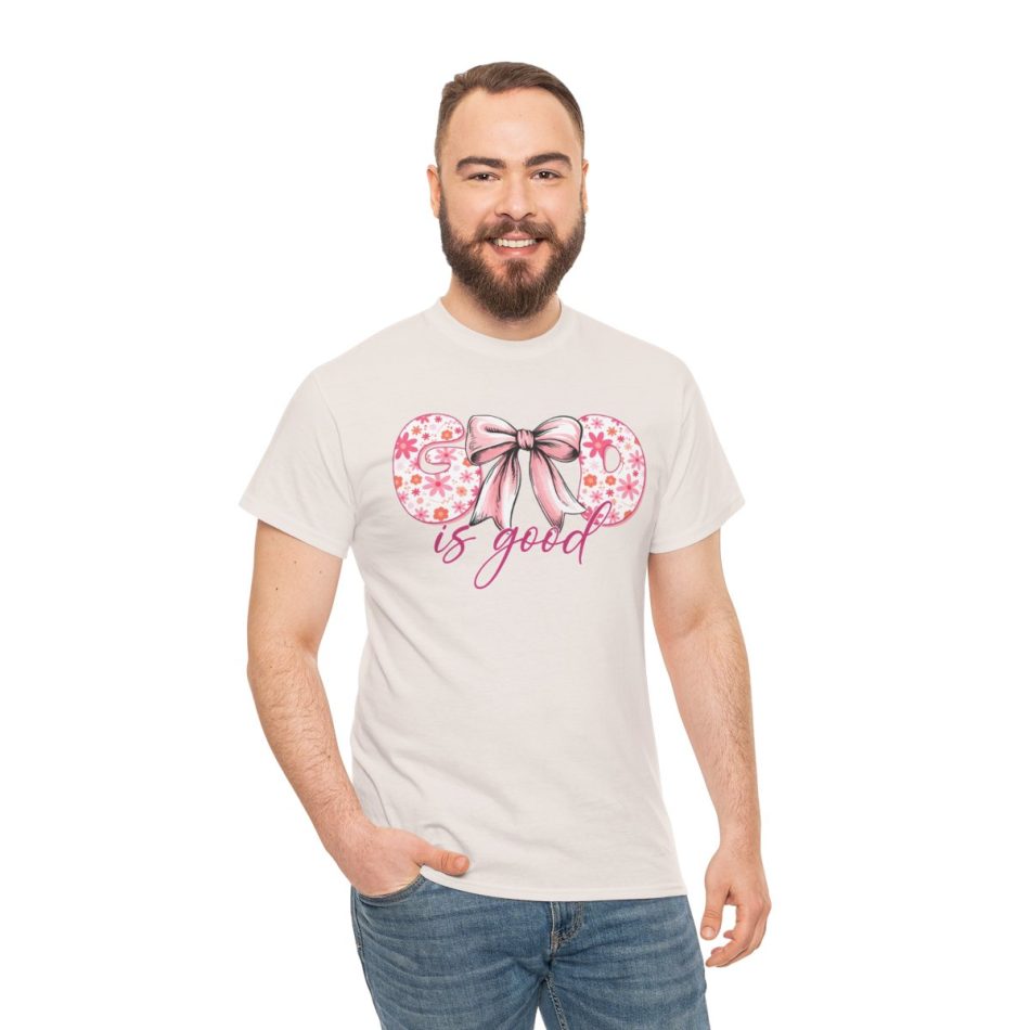 Valentine Bow T-shirt, God is good pink pastel