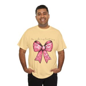 Valentine Bow T-shirt, Pink bow you make my
