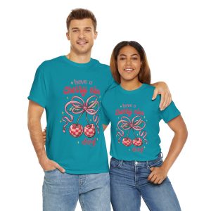 Valentine Bow T-shirt, Trendy cherry coquette pink