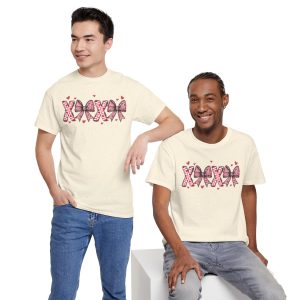 Valentine Bow T-shirt, Xoxo coquette heart bow pink