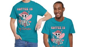 Valentine Coffee T-shirt, Coffee is my Valentines Day retro