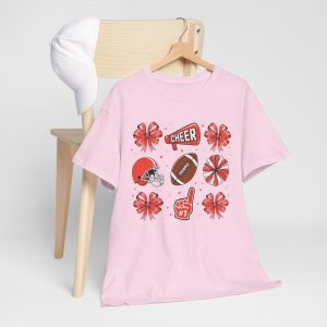 Valentine Football T-shirt, Cheer Coquette Pink