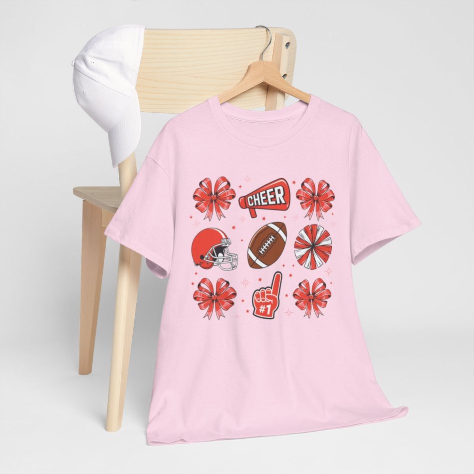 Valentine Football T-shirt, Cheer Coquette Pink