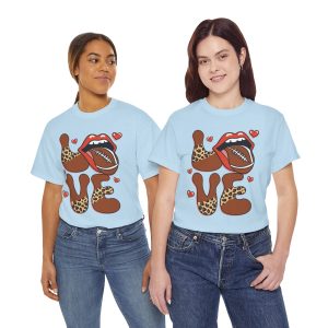 Valentine Football T-shirt, Love football lips valentine