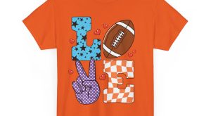 Valentine Football T-shirt, Love Valentines Days Day Heart