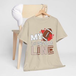 Valentine Football T-shirt, My heart is on that Line