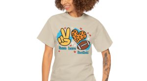 Valentine Football T-shirt, Peace Love Valentines Day