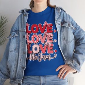 Valentine Jesus T-shirt, Glitter love like jesus coquette