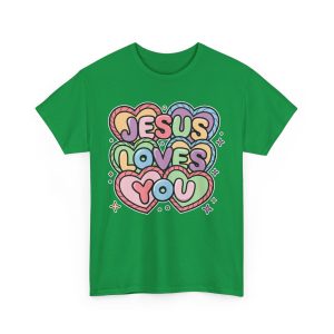 Valentine Jesus T-shirt, Jesus loves you candy hearts