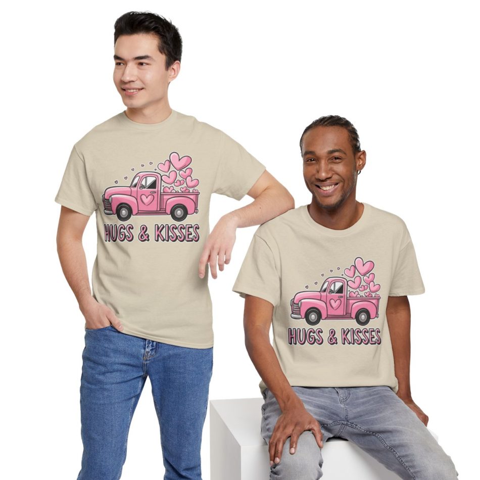 Valentine Truck T-shirt, Valentines day hug kisses vintage