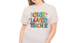 Valentines Day 2025 T-shirts, One Loved Teacher Pink Leopard