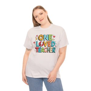 Valentines Day 2025 T-shirts, One Loved Teacher Pink Leopard