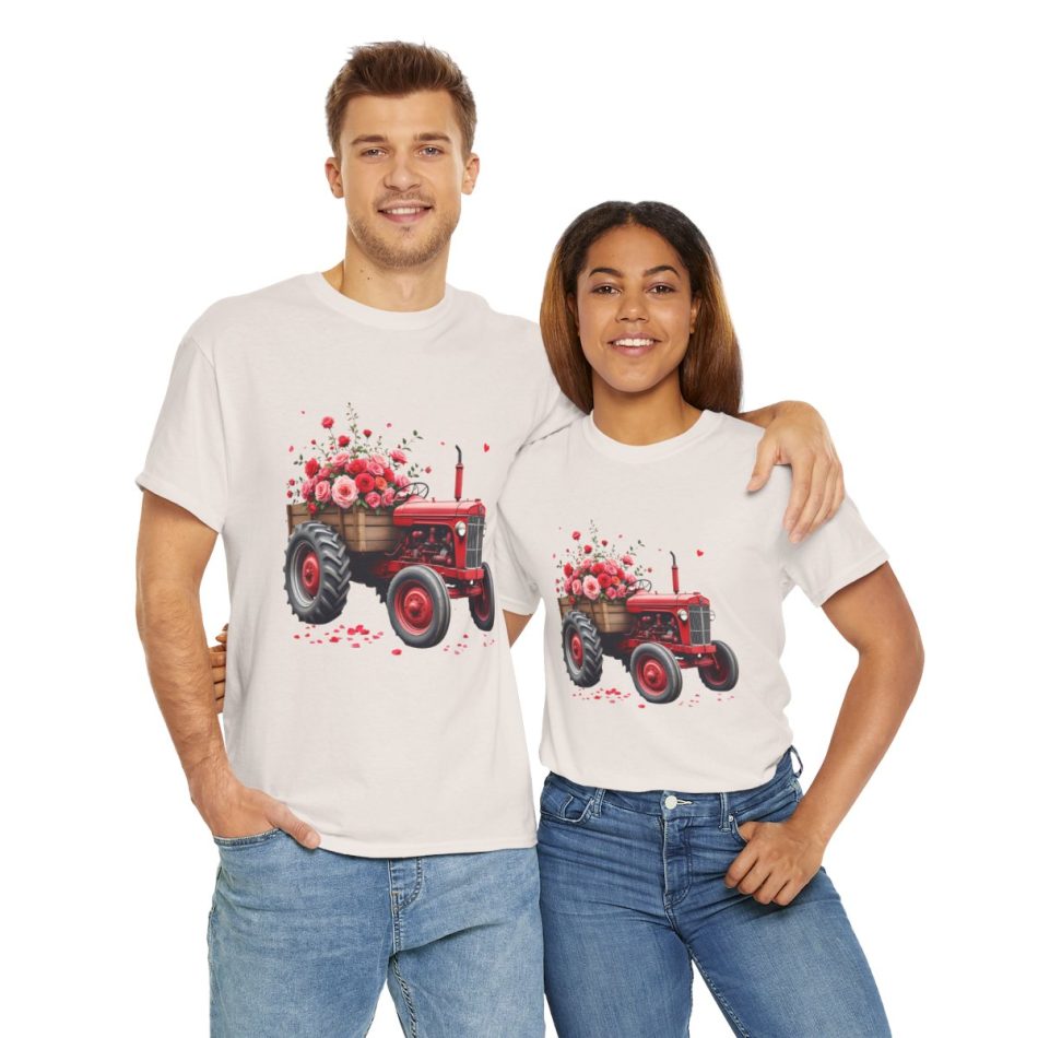 Valentines Day T-shirt, Valentine’s Day Vintage Tractor With Roses